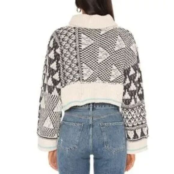 Free People Turtleneck Cropped Jupiter Sweater in Walling Waters Colorway Size S - Picture 8 of 12